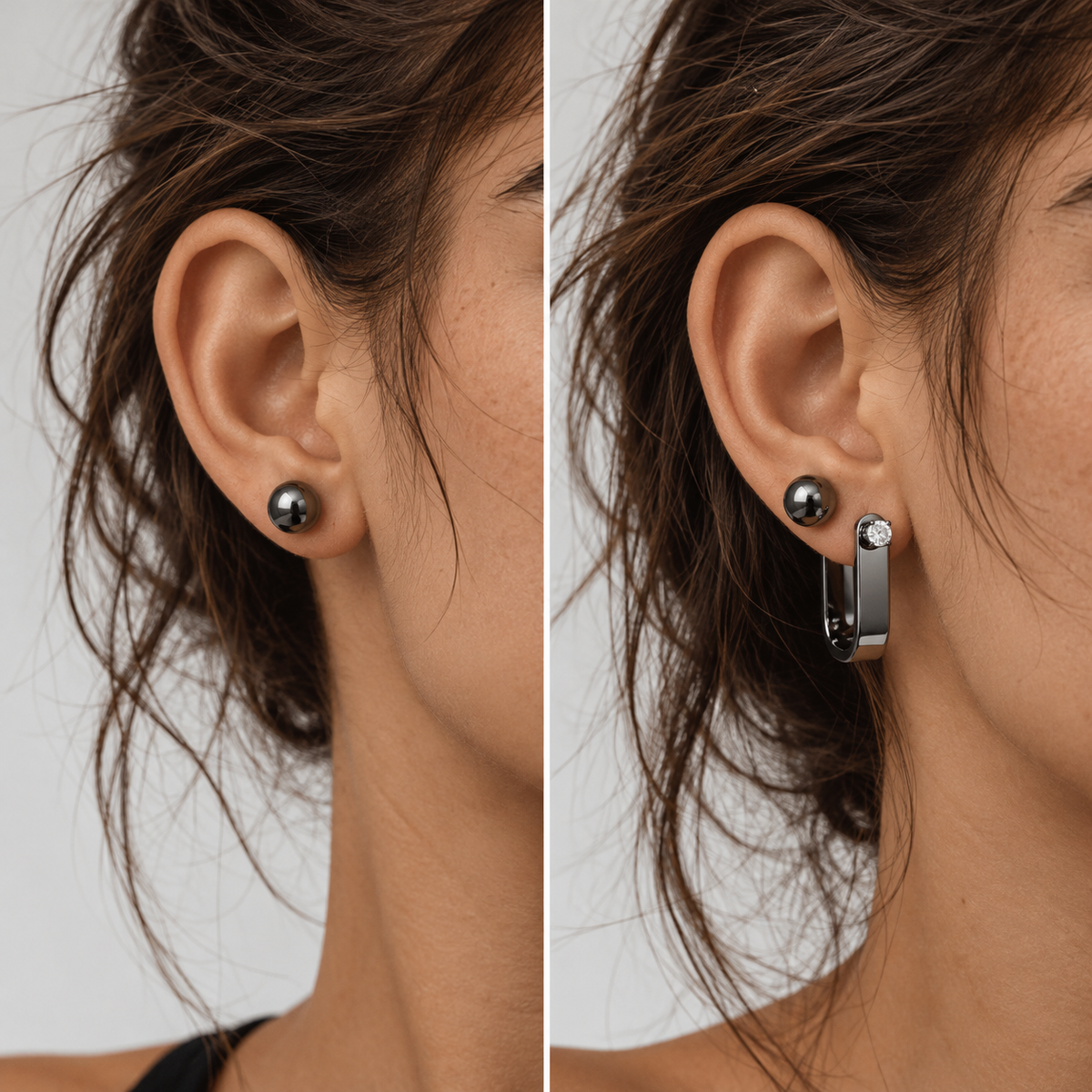 MY LOBE STUDS – BLACK SPHERE